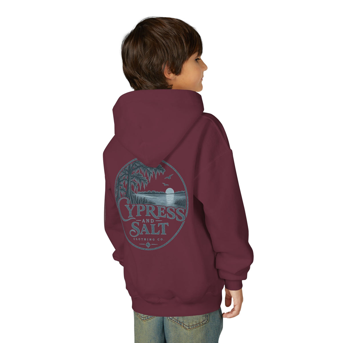 Cypress & Salt Youth Hoodie — Eastern Shore Beach Logo Pullover