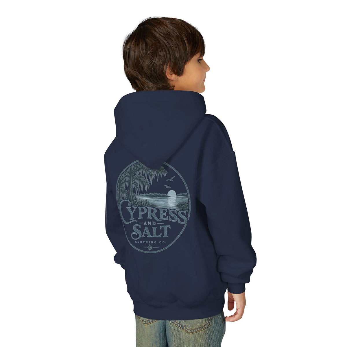 Cypress & Salt Youth Hoodie — Eastern Shore Beach Logo Pullover