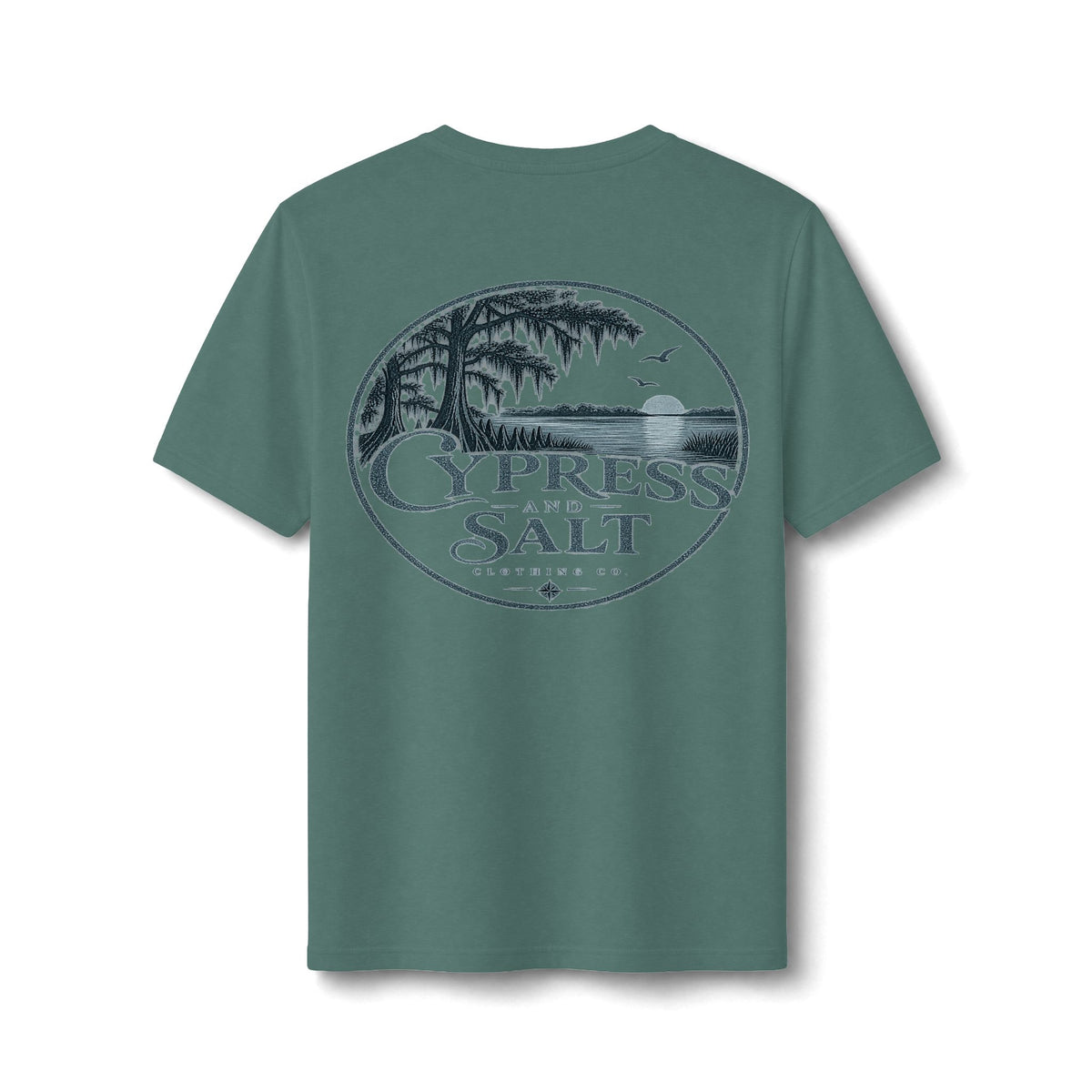 Cypress and Salt Coastal Tree Logo Tee | Beach Vintage Circle Graphic
