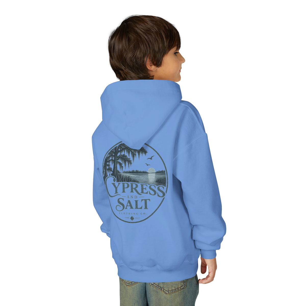 Cypress & Salt Youth Hoodie — Eastern Shore Beach Logo Pullover