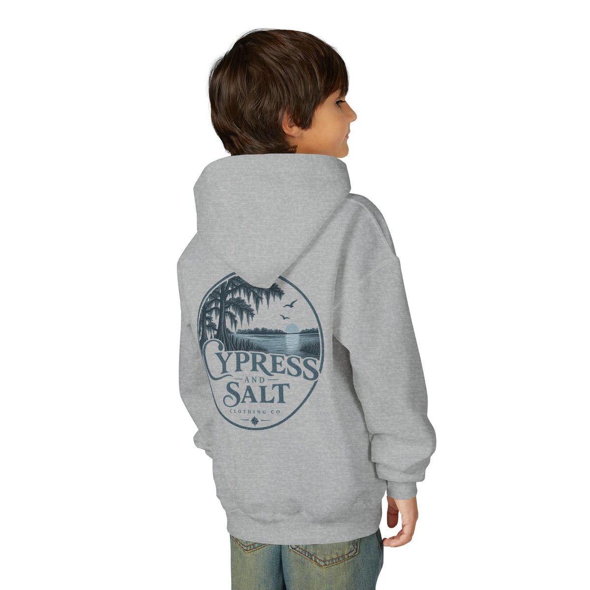 Cypress & Salt Youth Hoodie — Eastern Shore Beach Logo Pullover